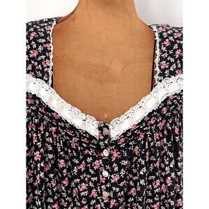Eileen West Sz L Nightgown Midi Floral Cotton Stretch Prairie Cottage Soft